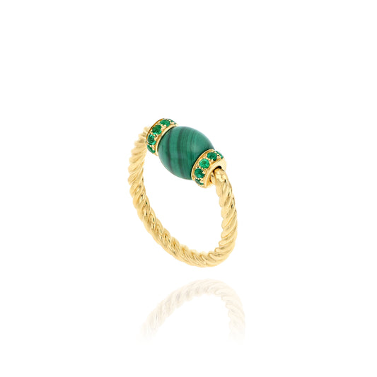 Anello Torchon Le Carrousel Malachite e Smeraldi