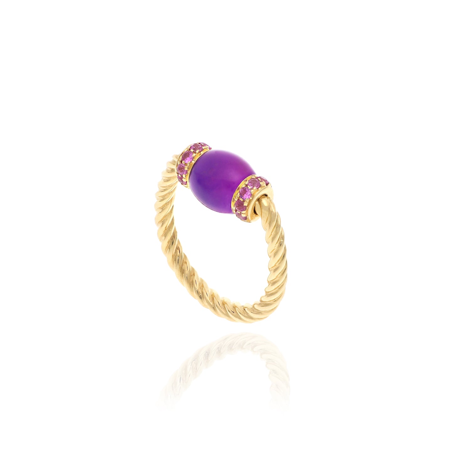 Anello Torchon Le Carrousel Giada Viola e Zaffiri Rosa