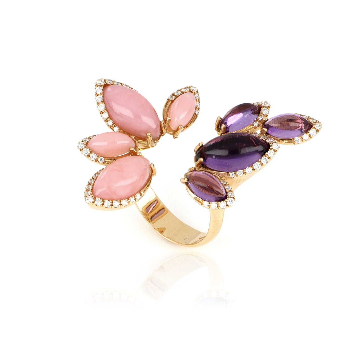 Anello Les Papillons Fiore Rosa e Viola